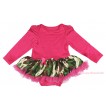 Hot Pink Long Sleeve Baby Bodysuit Camouflage Pettiskirt JS4825
